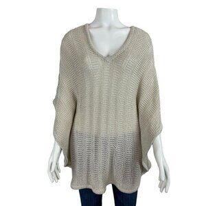Chico's Poncho Sweater One Size Open Knit Short Sleeve Pullover